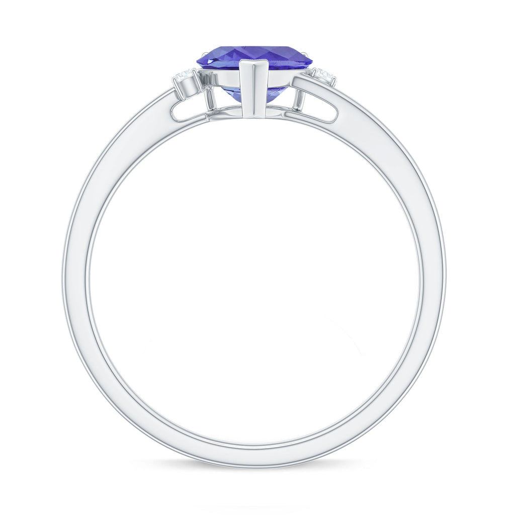 Certified Real Tanzanite Heart Promise Ring with Diamond