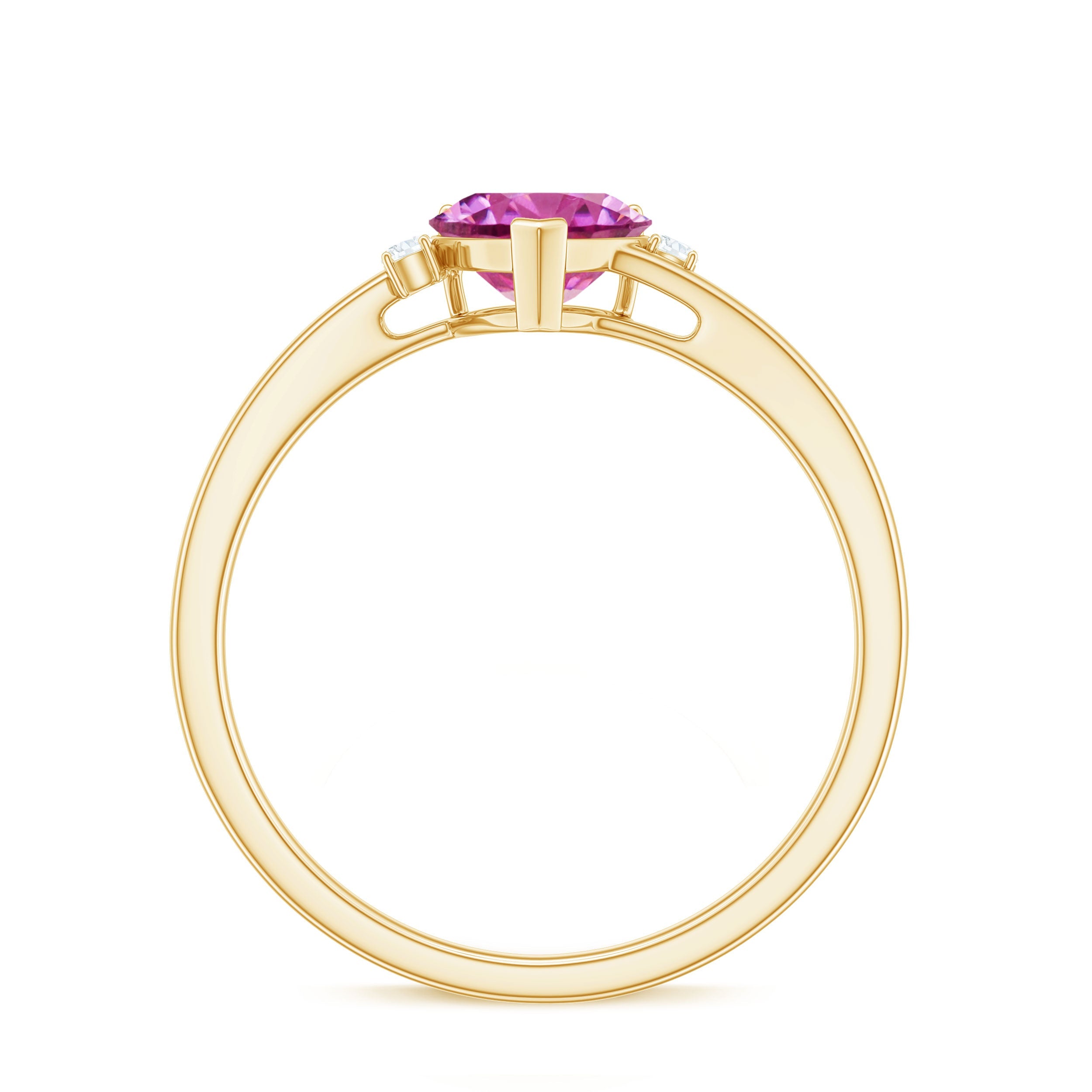 0.9 Carat Heart Shape Pink Tourmaline Solitaire Promise Ring with Diamond