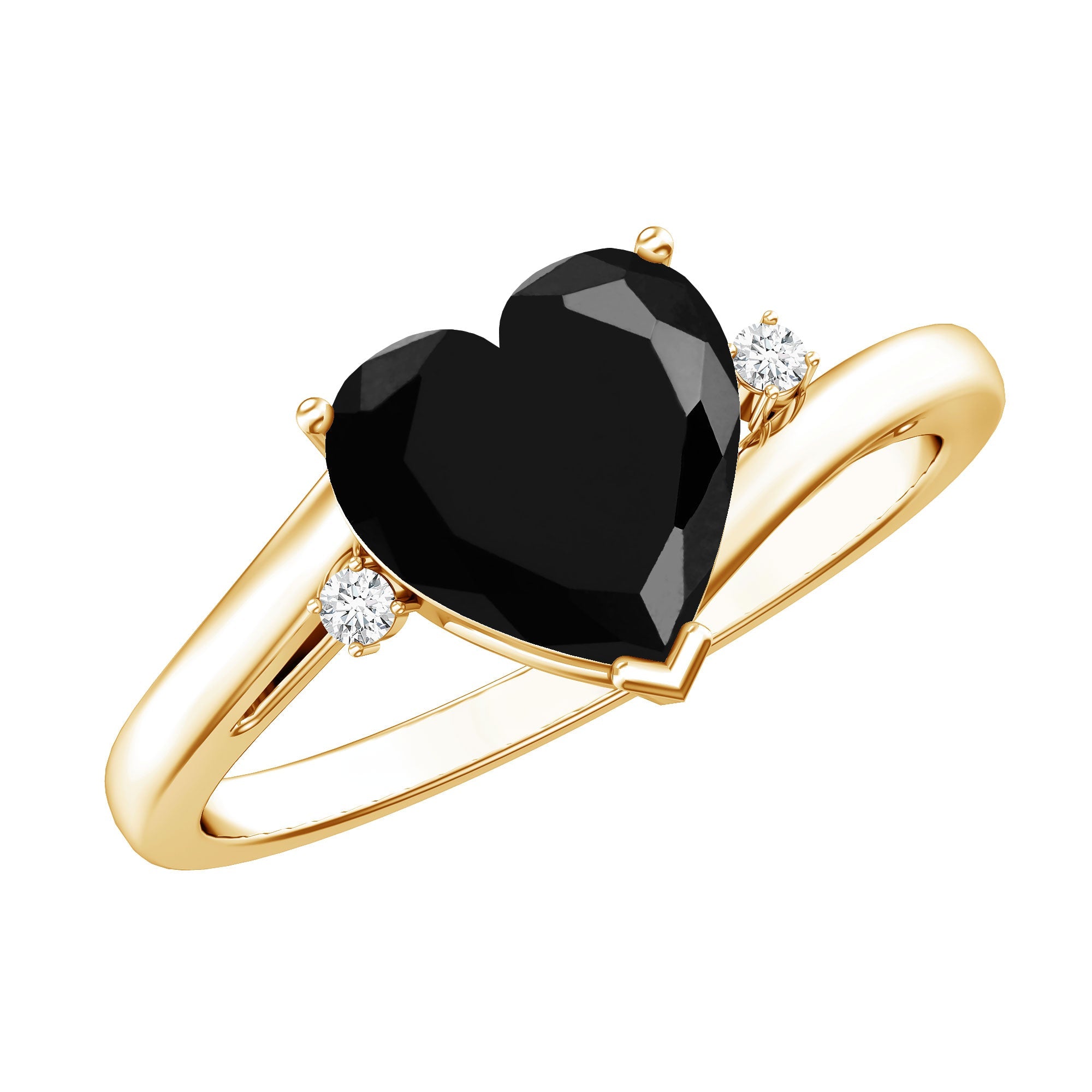2 Carat Heart Shape Black Spinel Solitaire Engagement Ring