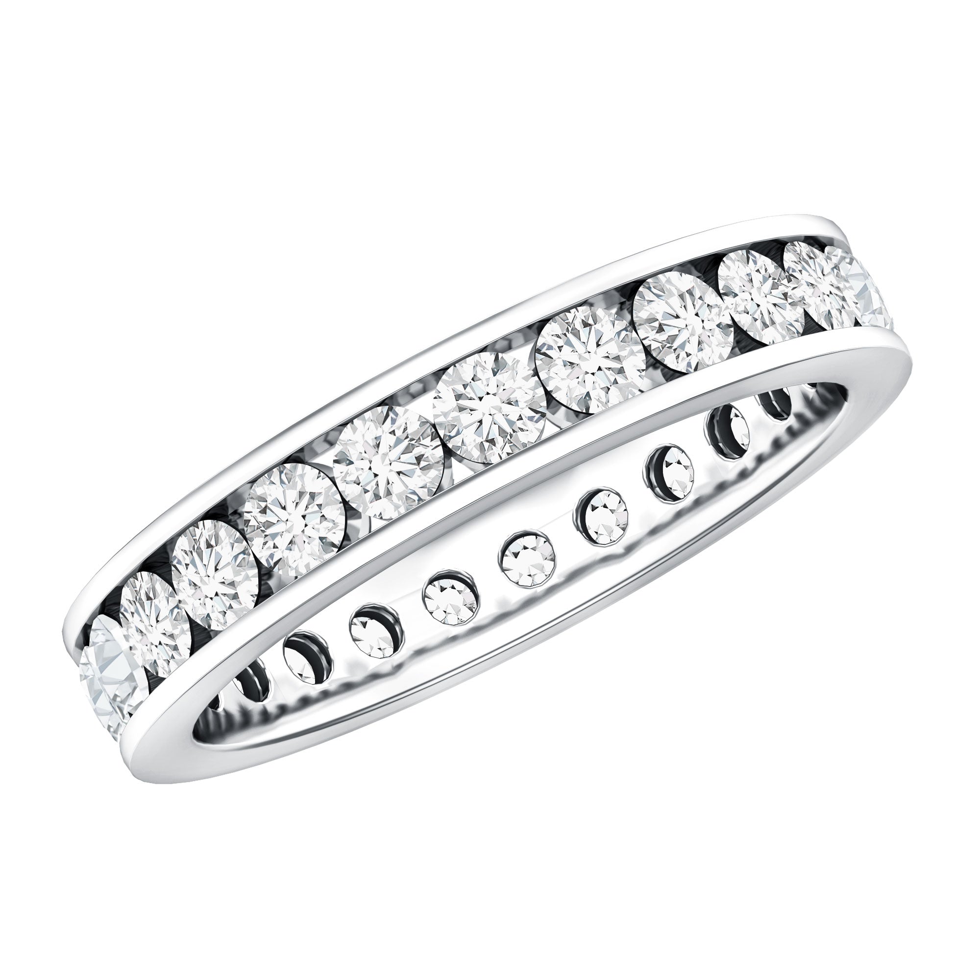Channel Set Round Moissanite Full Eternity Band Ring