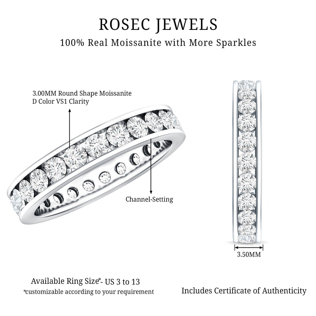 Channel Set Round Moissanite Full Eternity Band Ring