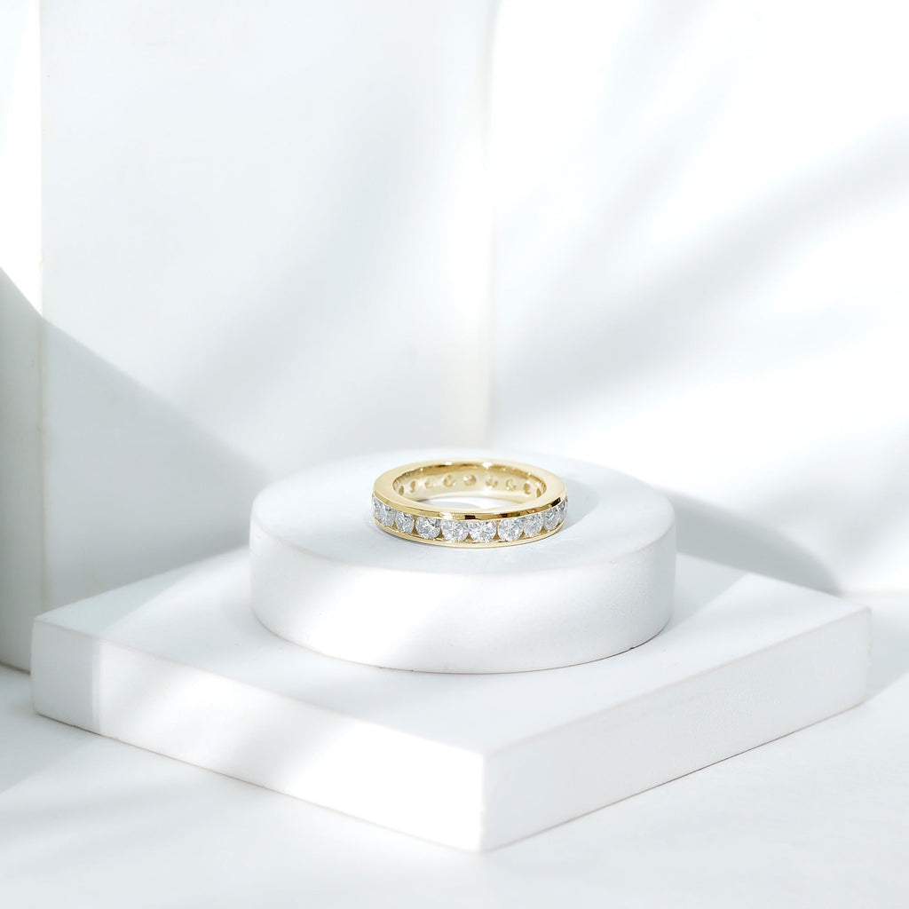 Channel Set Round Moissanite Full Eternity Band Ring