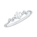 Minimalist Moissanite Leaf Promise Ring with Beaded Detail