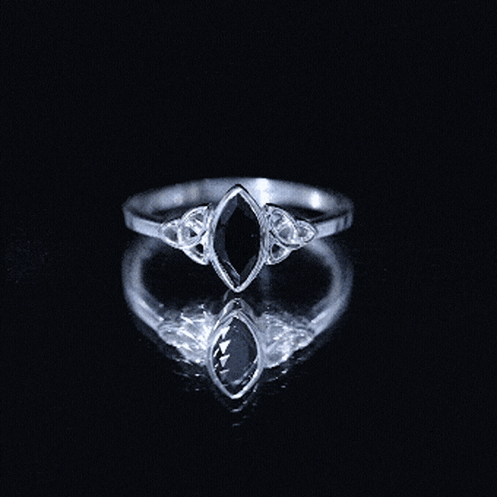 Marquise Shape Black Spinel Solitaire Promise Ring