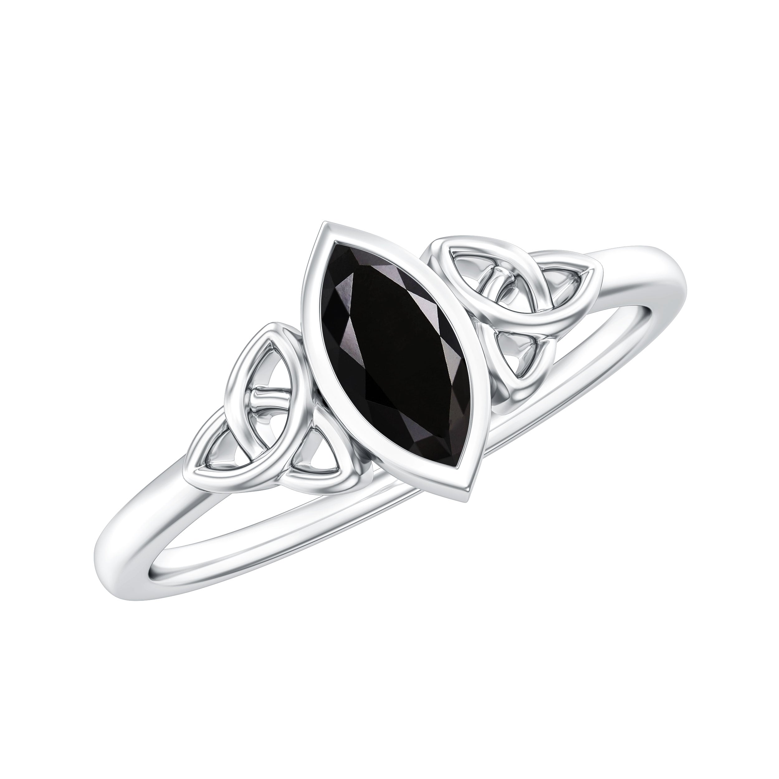 Marquise Shape Black Spinel Solitaire Promise Ring