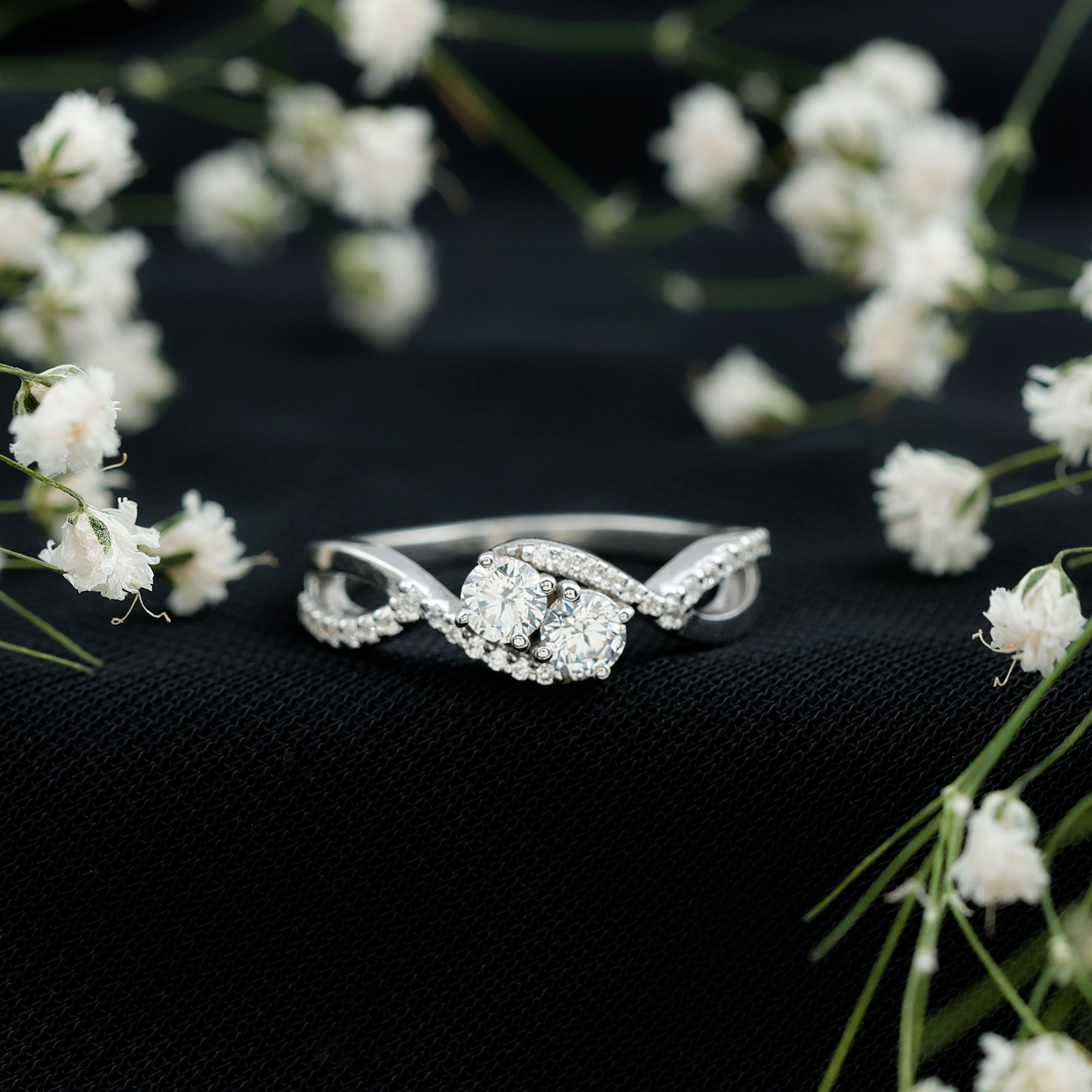Toi Et Moi Round Moissanite Infinity Promise Ring