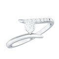 Certified Moissanite Heart Promise Ring in Bypass Shank