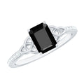 1.8 Carat Emerald Cut Black Onyx Celtic Engagement Ring with Diamond