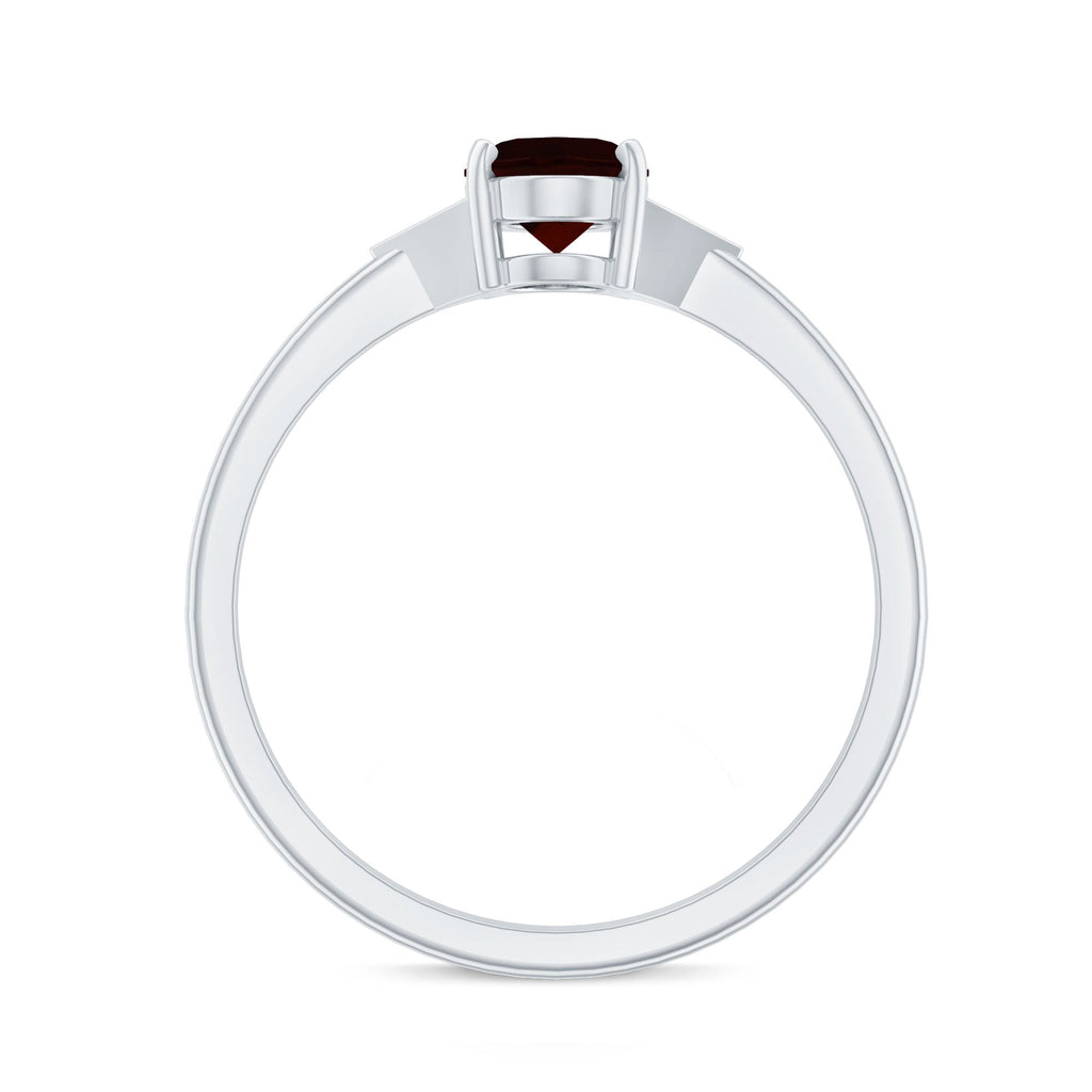 Natural Garnet Oval Shaped Engagement Ring with Diamond Trio