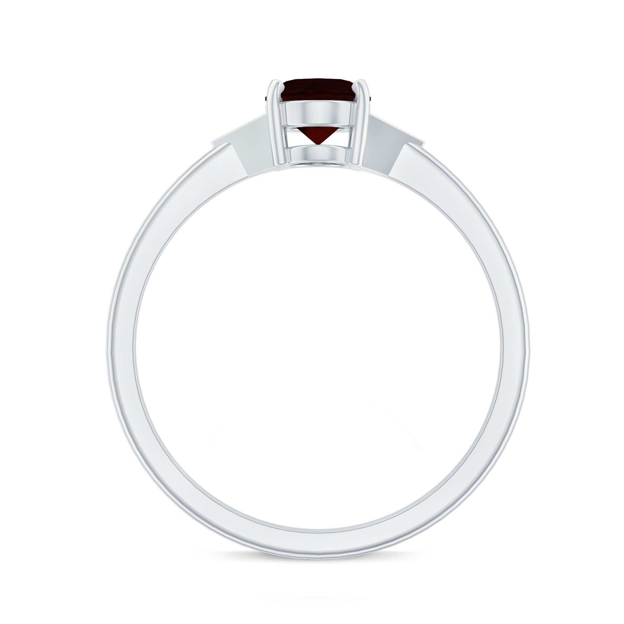 Natural Garnet Oval Shaped Engagement Ring with Diamond Trio