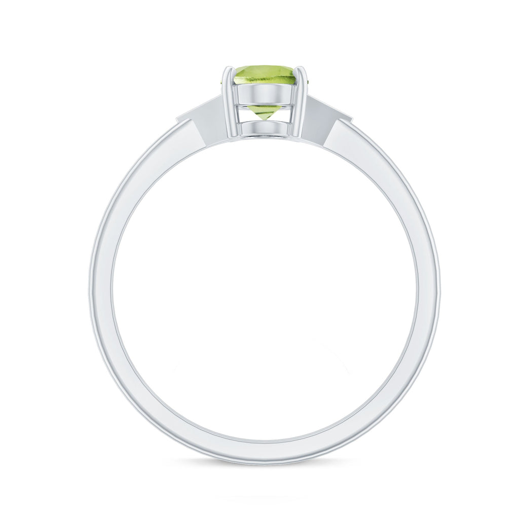 Natural Solitaire 1 Carat Peridot Oval Engagement Ring with Diamond