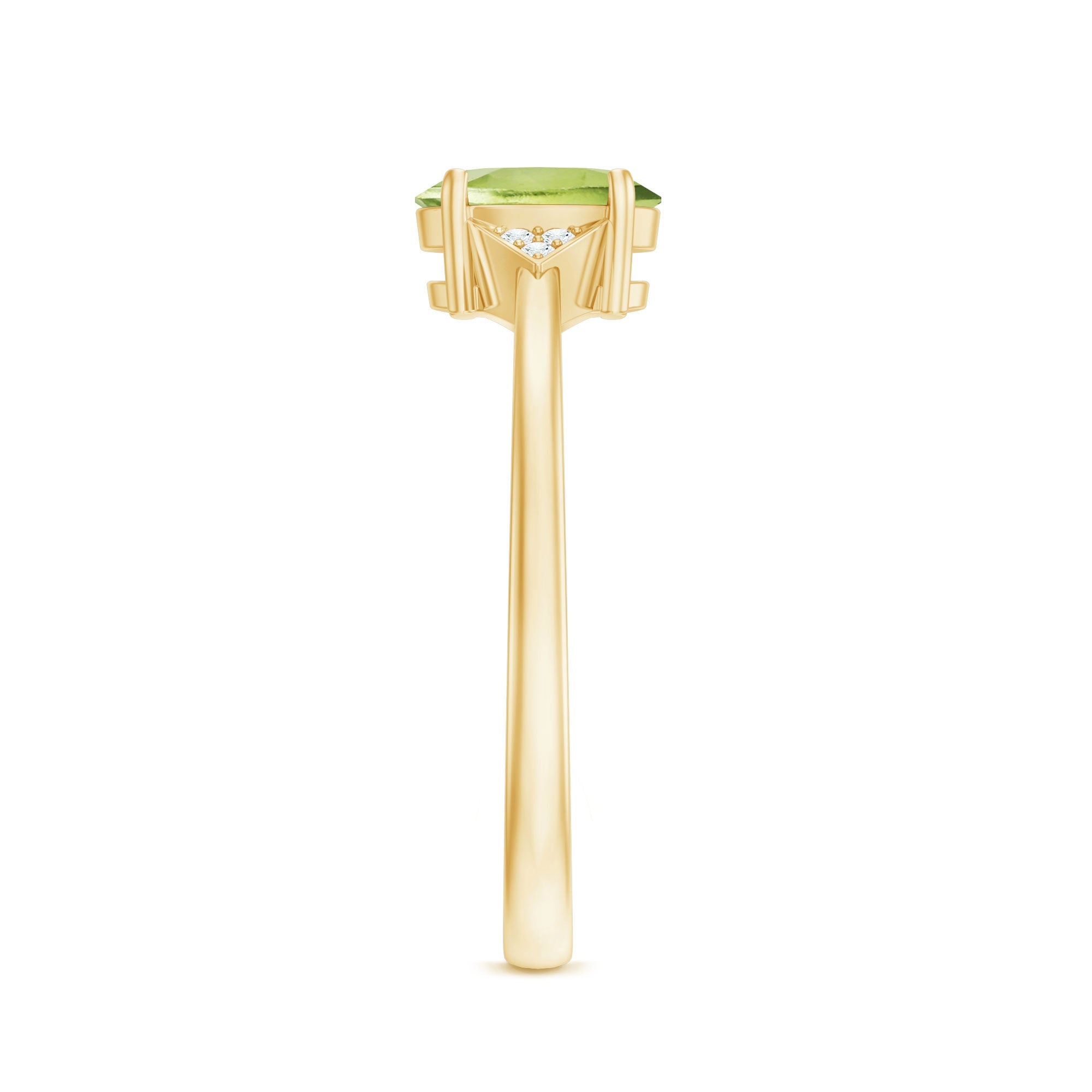 Natural Solitaire 1 Carat Peridot Oval Engagement Ring with Diamond