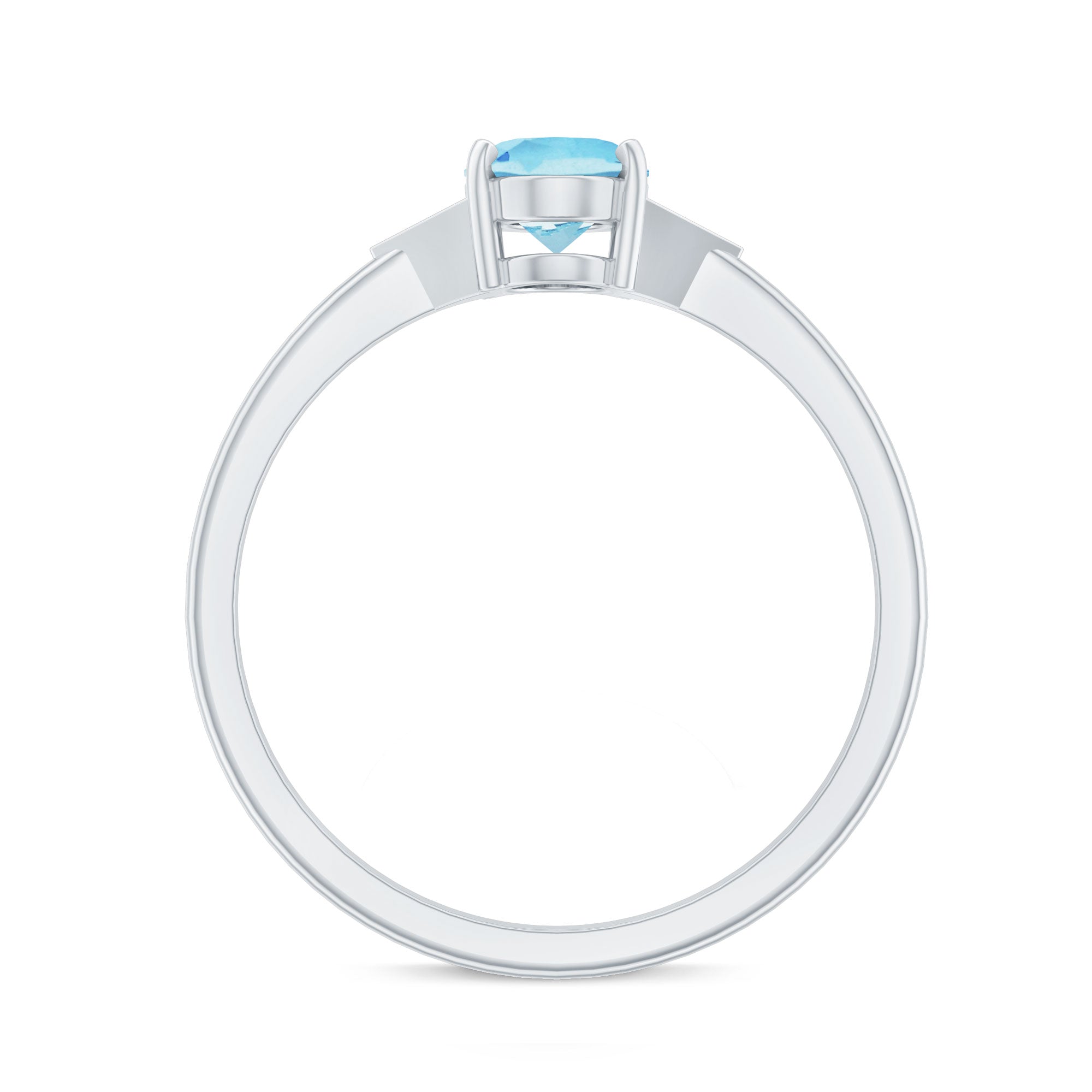 Genuine 1 Carat Aquamarine Oval Engagement Ring with Diamond