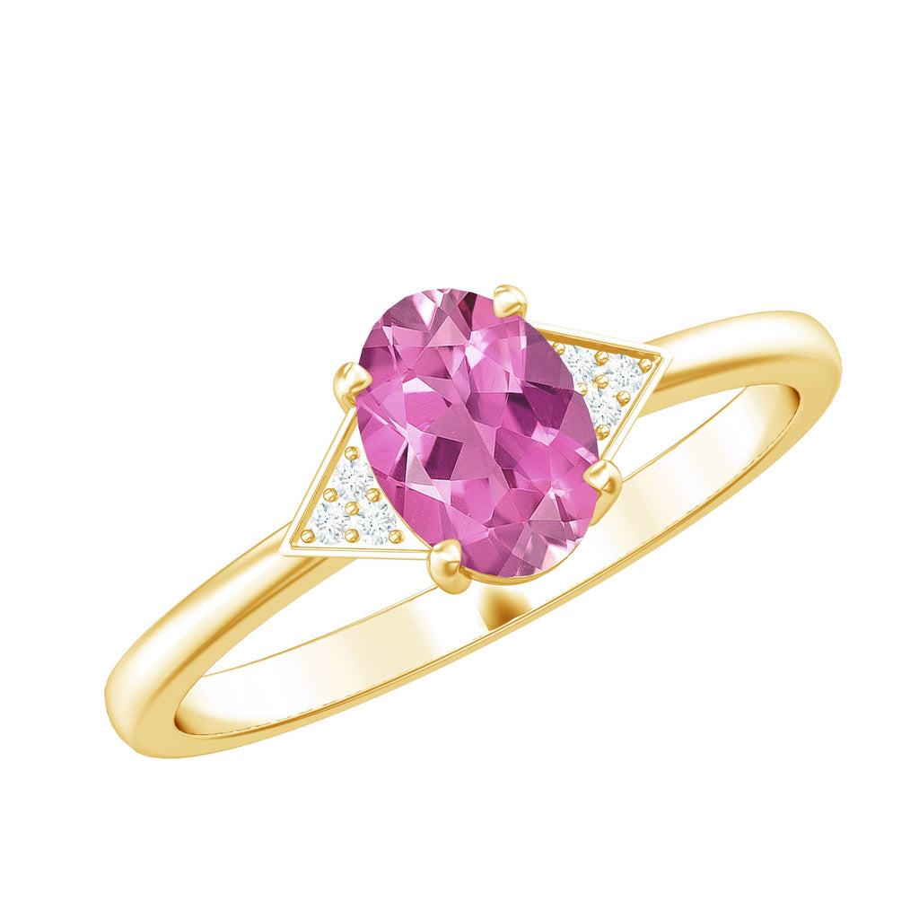 1 Carat Pink Tourmaline Oval Engagement Ring with Diamond