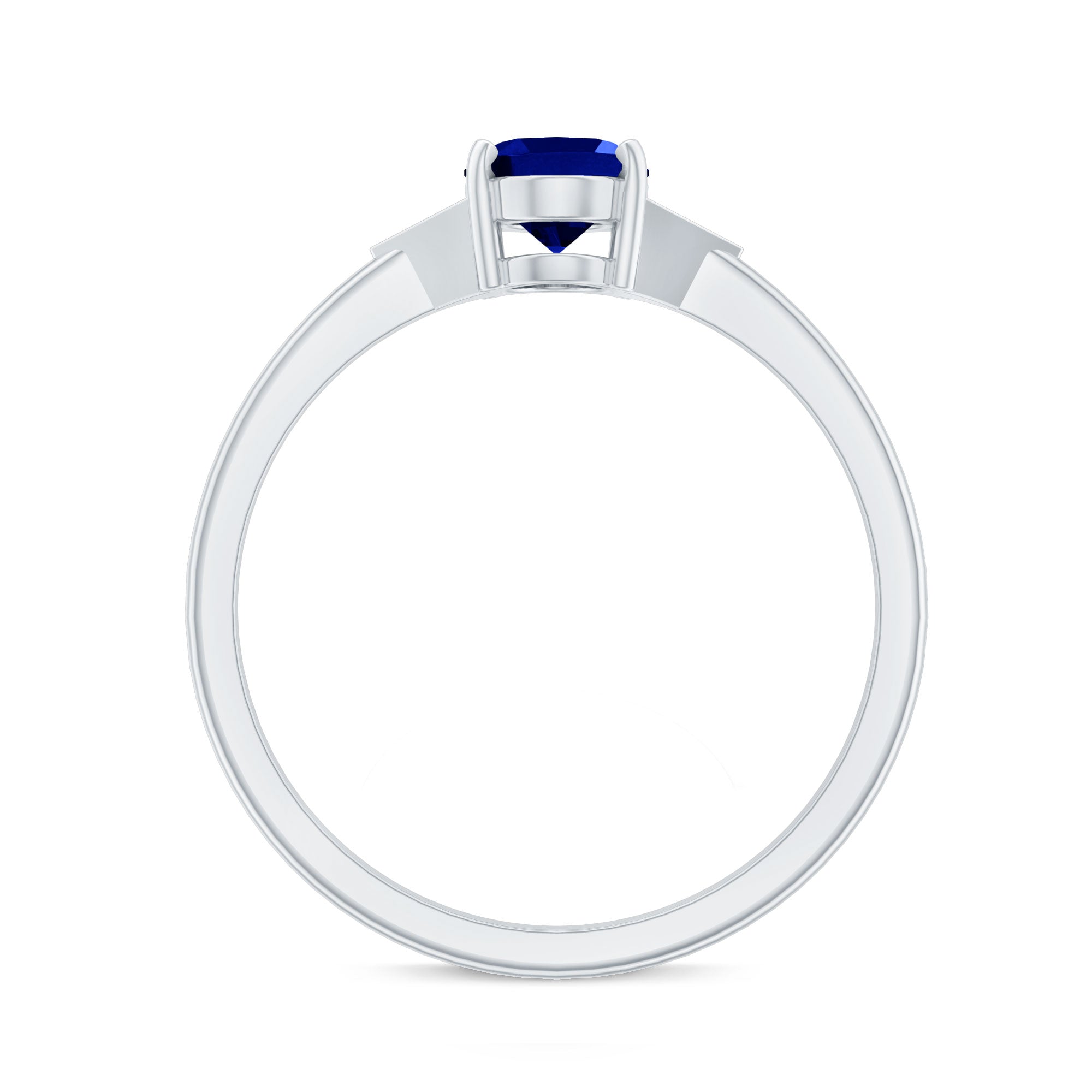 Certified 1 Carat Lab Grown Blue Sapphire Oval Engagement Ring with Diamond Trio