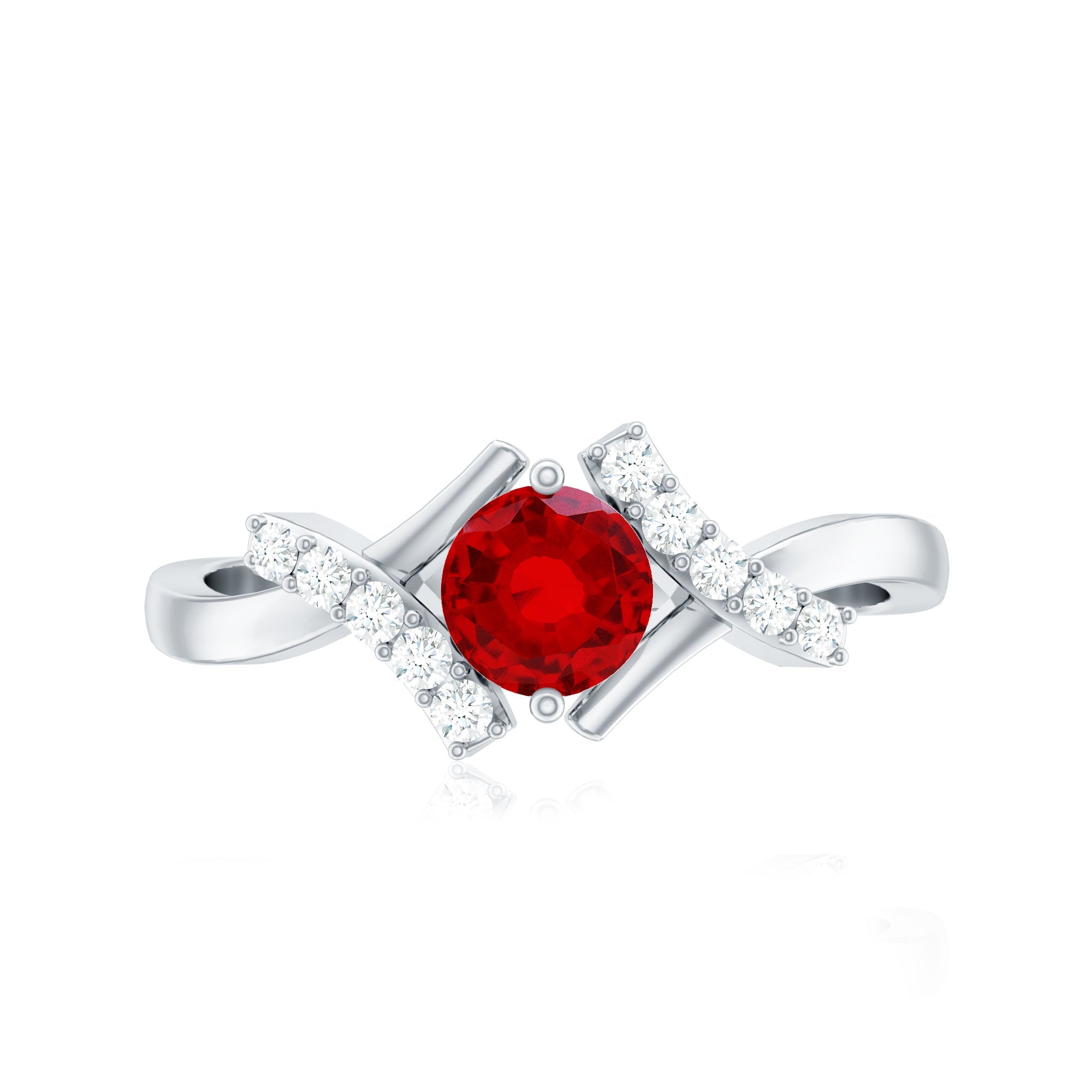 Lab Created Ruby and Diamond Promise Ring for Her