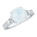 0.8 Carat Solitaire Moonstone Celtic Knot Ring with Diamond