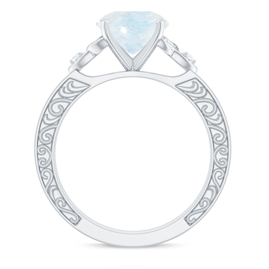 0.8 Carat Solitaire Moonstone Celtic Knot Ring with Diamond