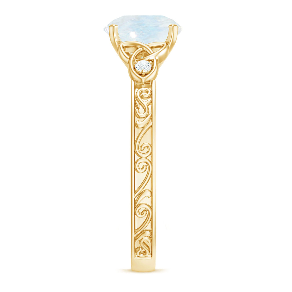 0.8 Carat Solitaire Moonstone Celtic Knot Ring with Diamond