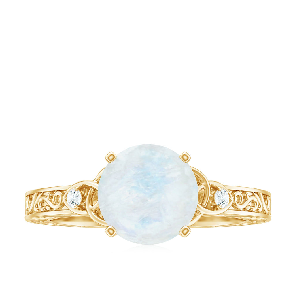0.8 Carat Solitaire Moonstone Celtic Knot Ring with Diamond