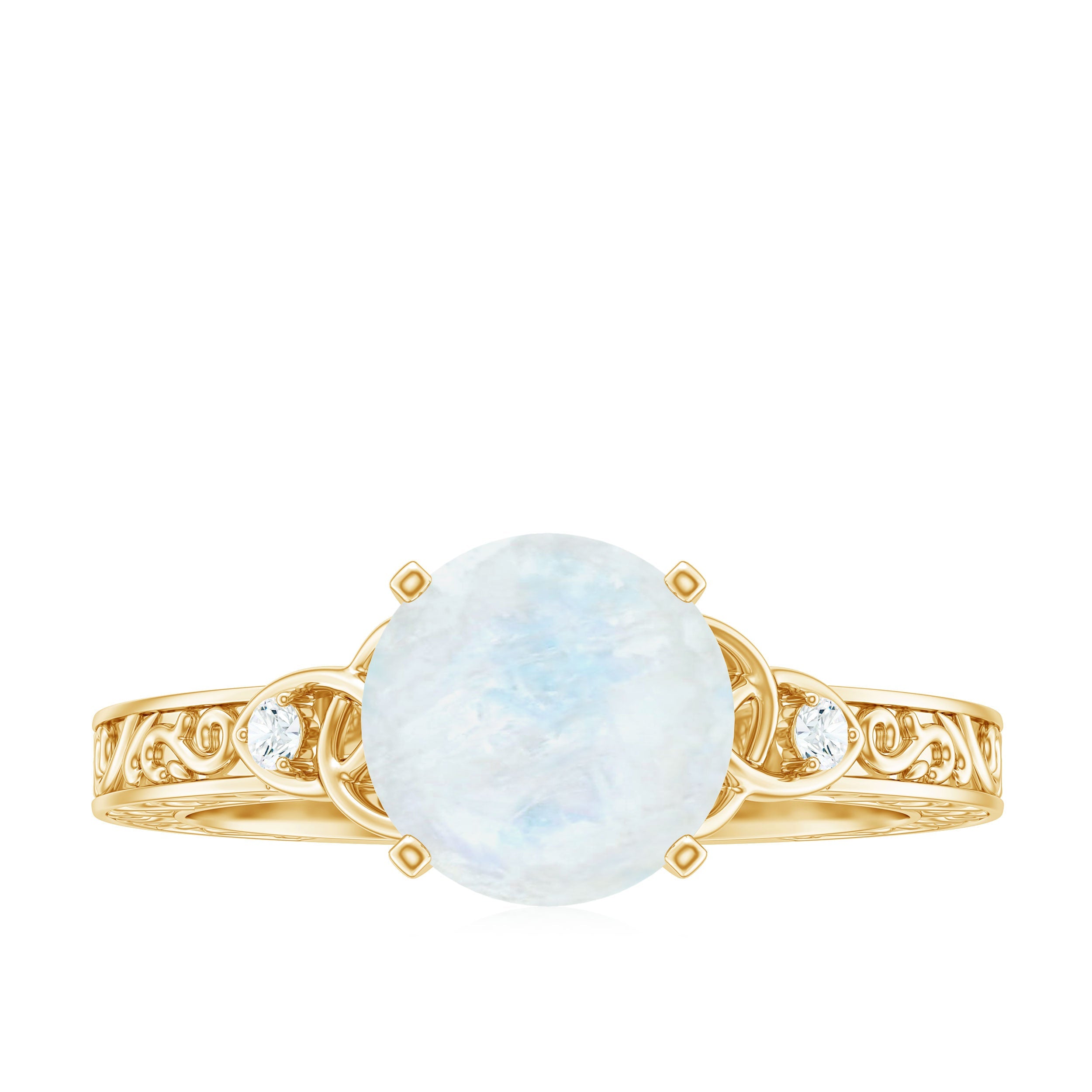 0.8 Carat Solitaire Moonstone Celtic Knot Ring with Diamond
