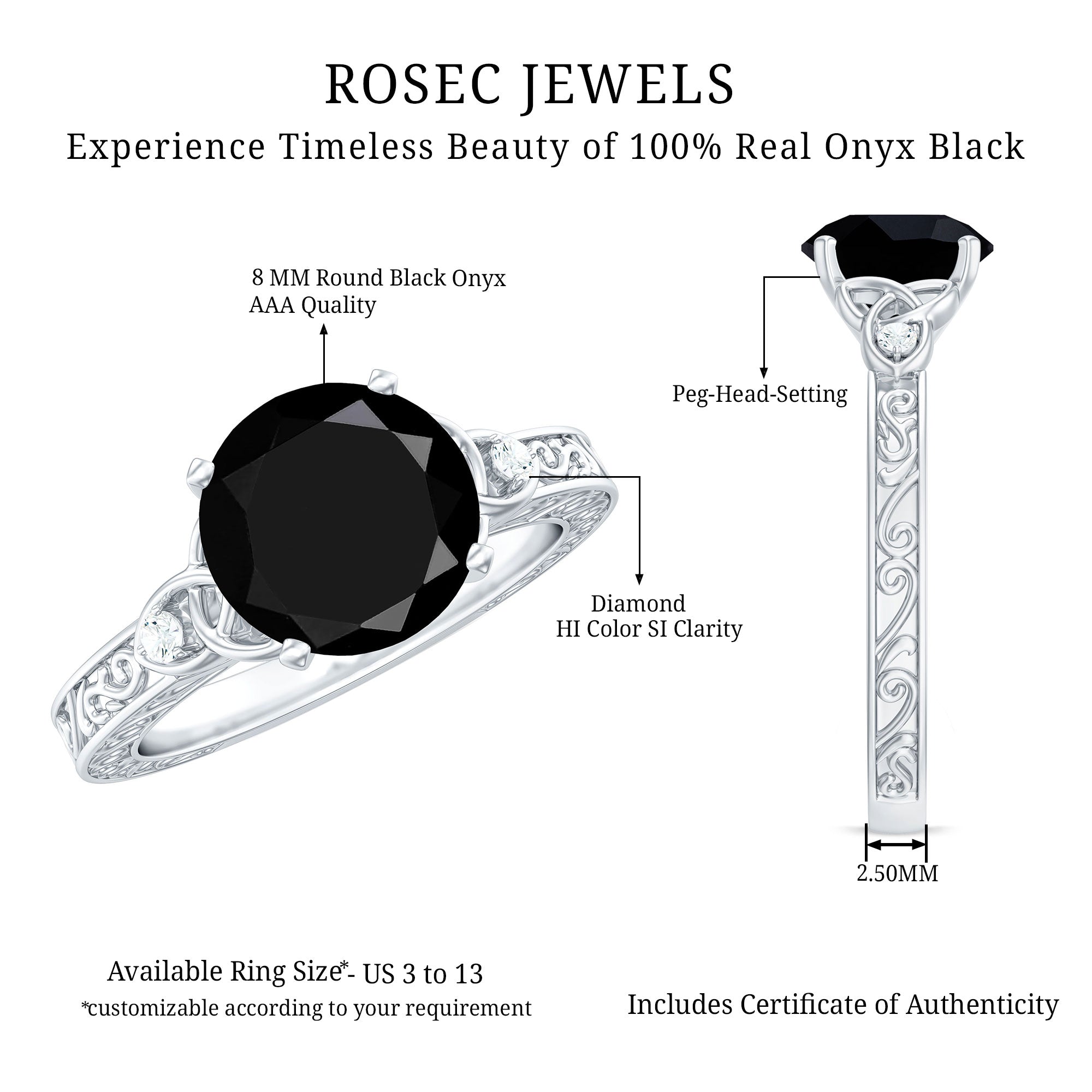Vintage Inspired Black Onyx Celtic Engagement Ring with Diamond