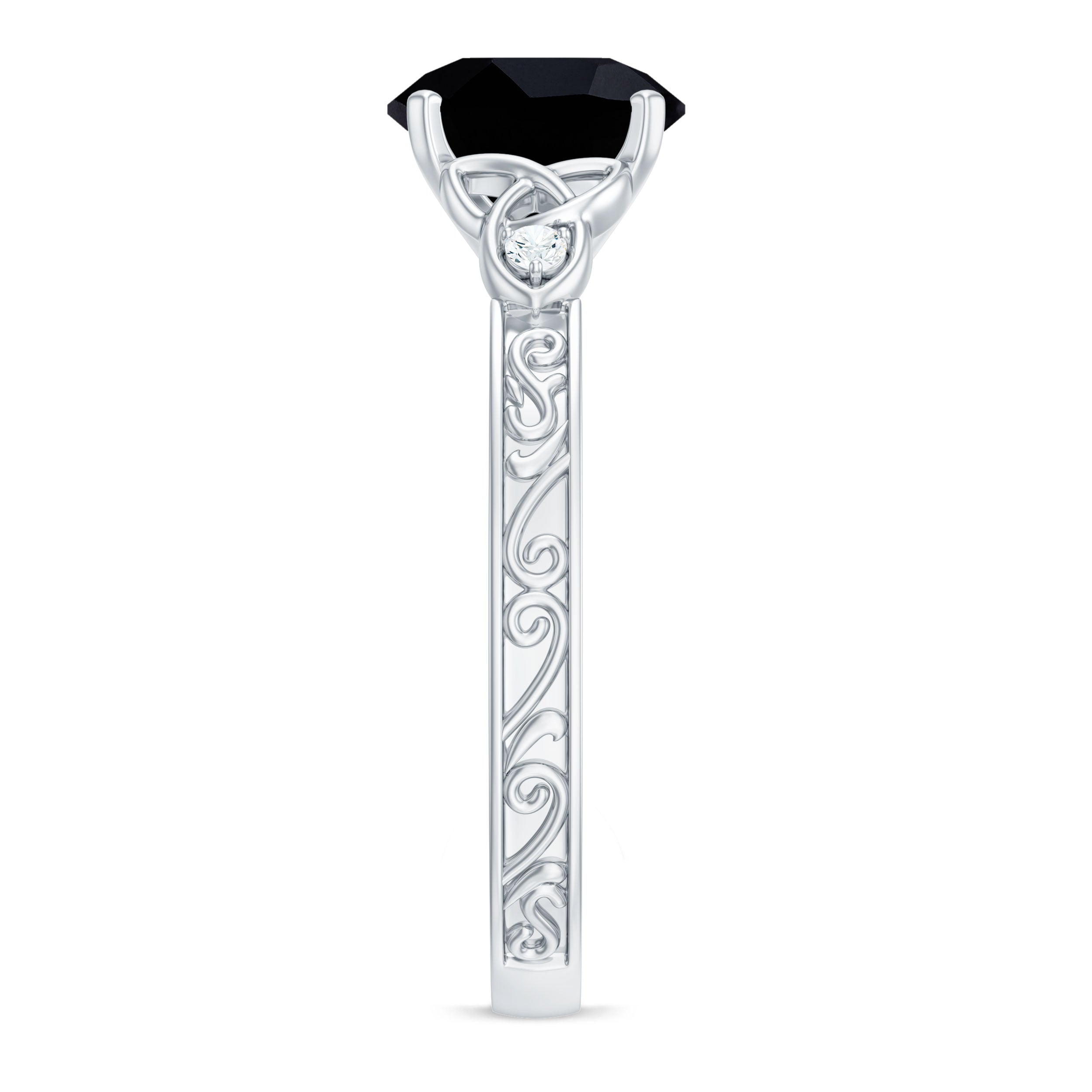 Vintage Inspired Black Onyx Celtic Engagement Ring with Diamond