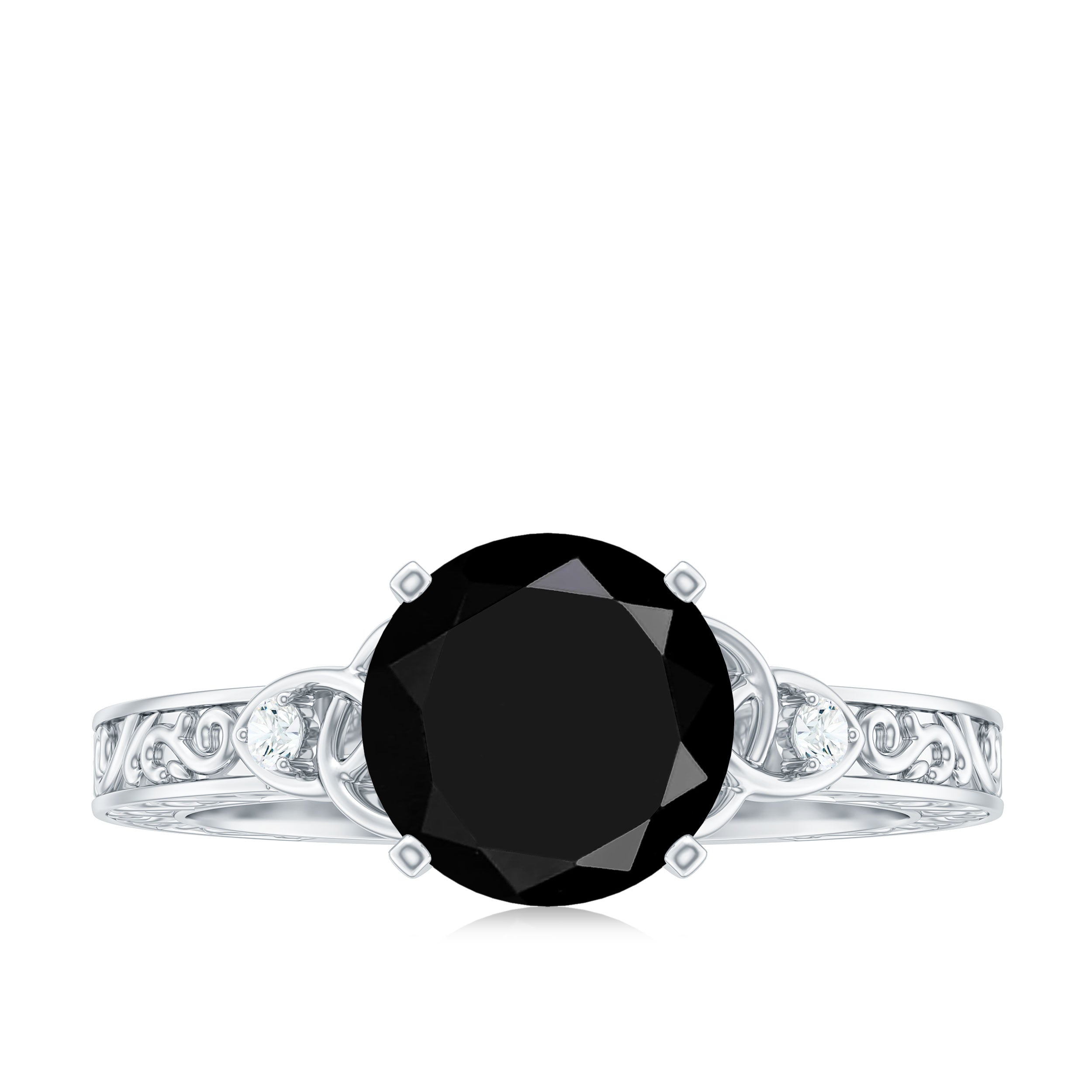 Vintage Inspired Black Onyx Celtic Engagement Ring with Diamond