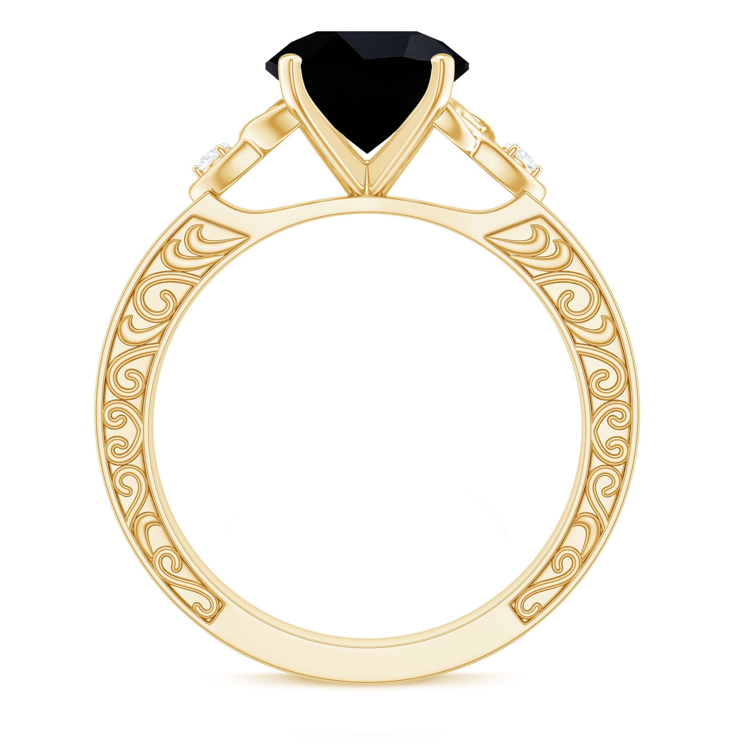 Vintage Inspired Black Onyx Celtic Engagement Ring with Diamond