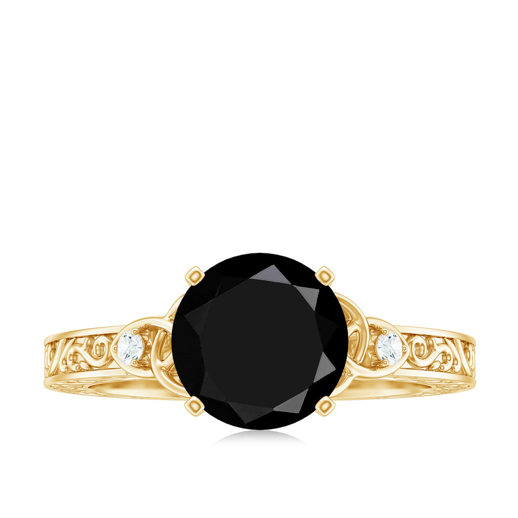 Vintage Inspired Black Onyx Celtic Engagement Ring with Diamond