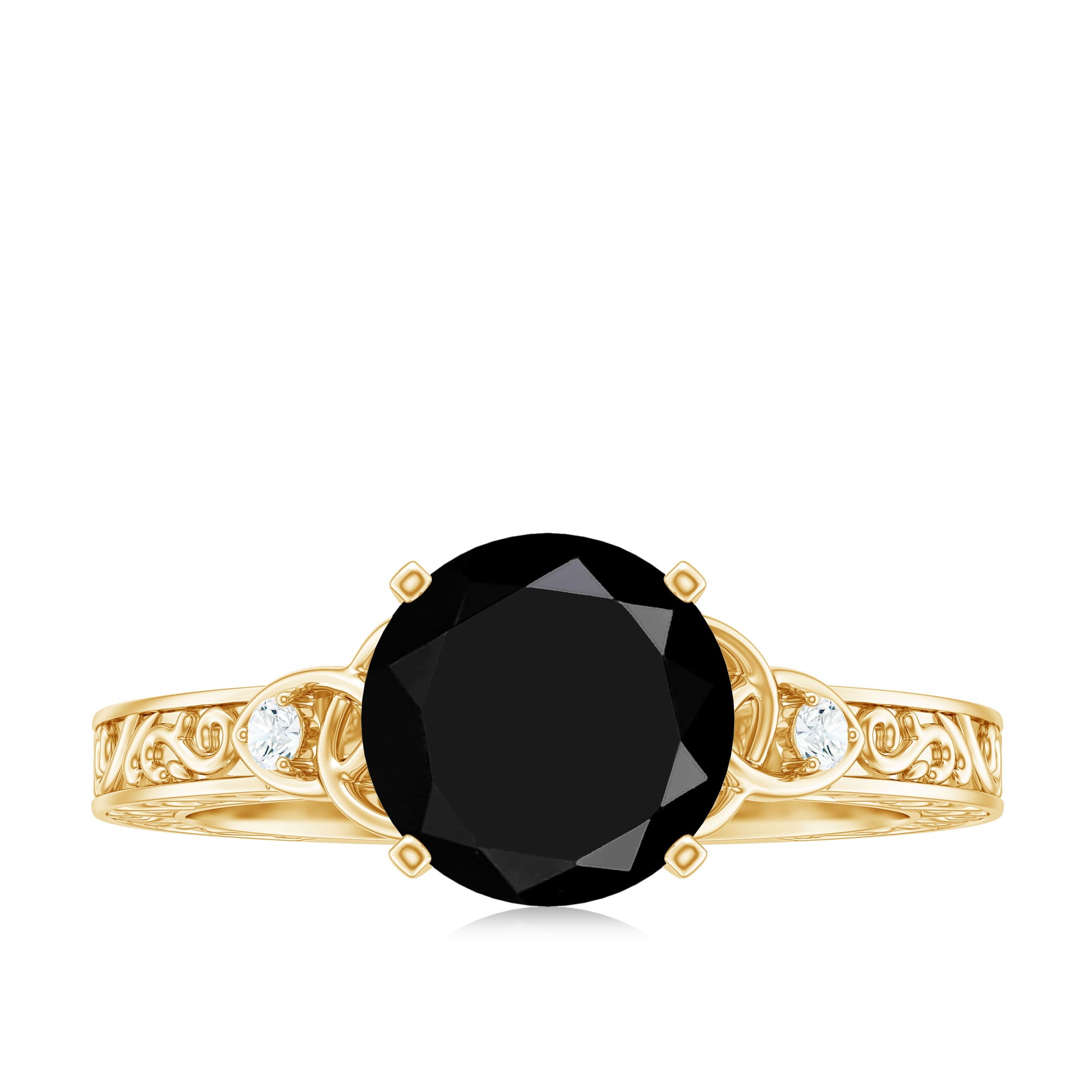 Vintage Inspired Black Onyx Celtic Engagement Ring with Diamond