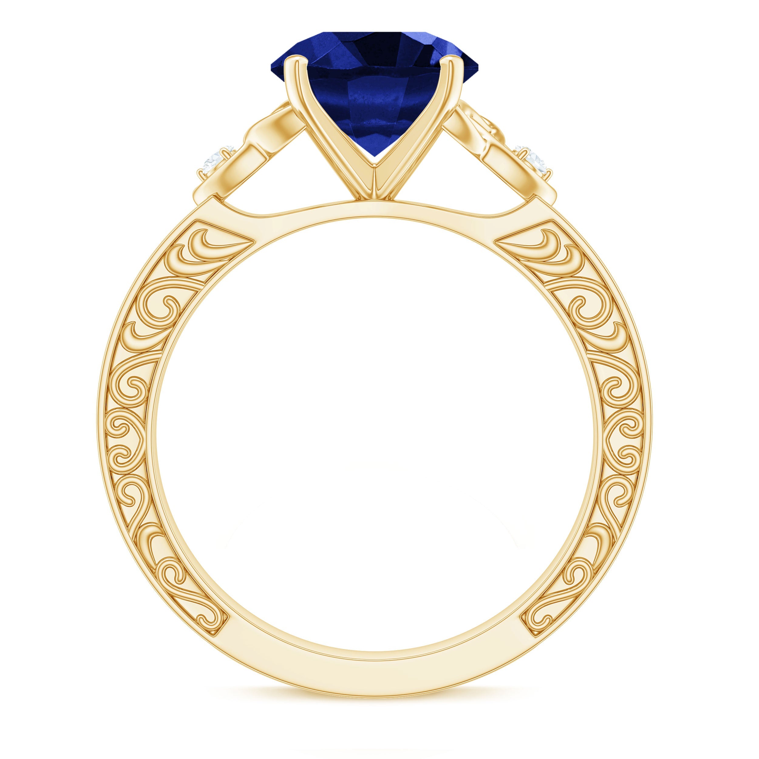 Certified 2.7 Carat Lab Grown Blue Sapphire Celtic Engagement Ring with Diamond
