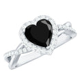 2.4 Carat Lab Grown Black and White Diamond Heart Engagement Ring with Halo