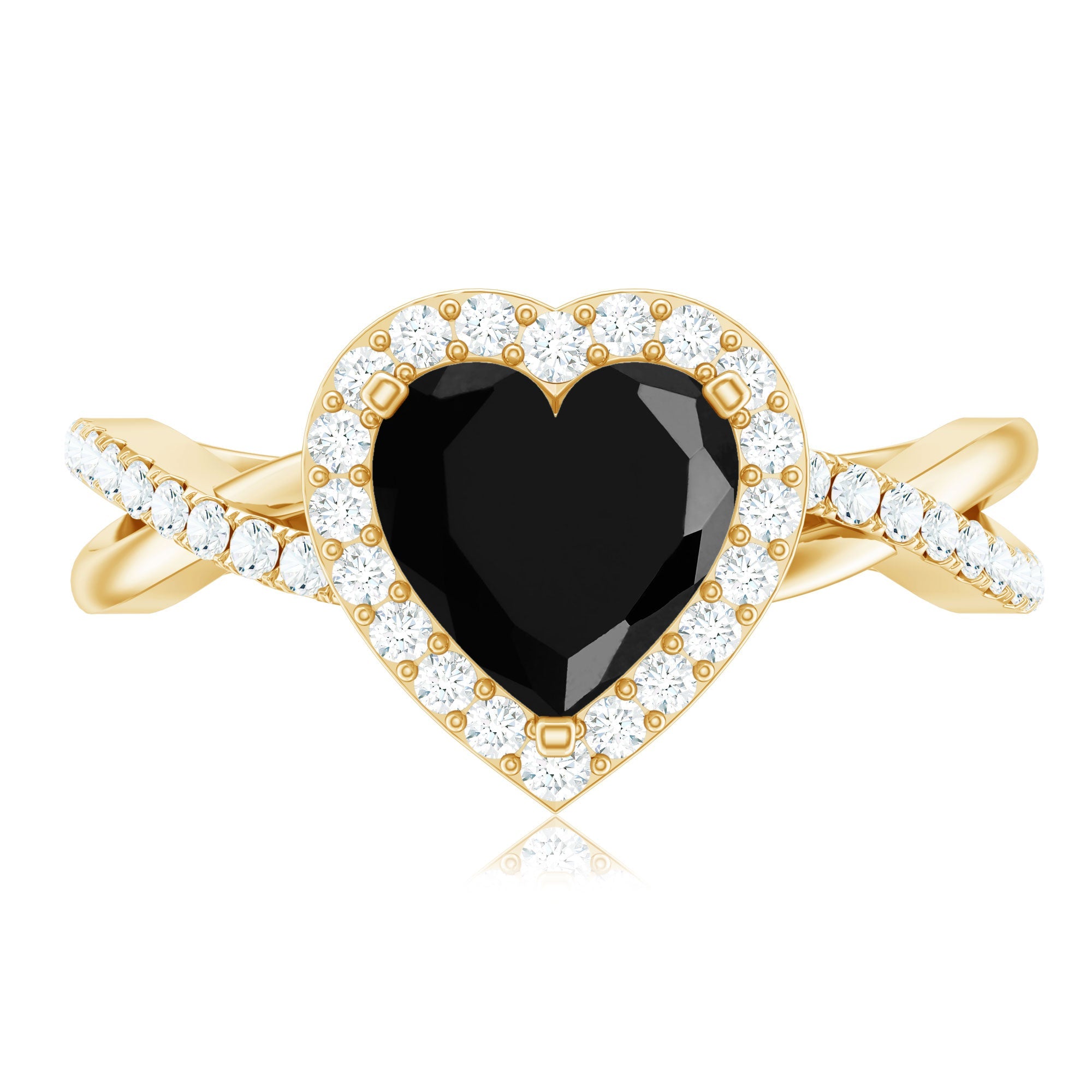2.4 Carat Lab Grown Black and White Diamond Heart Engagement Ring with Halo