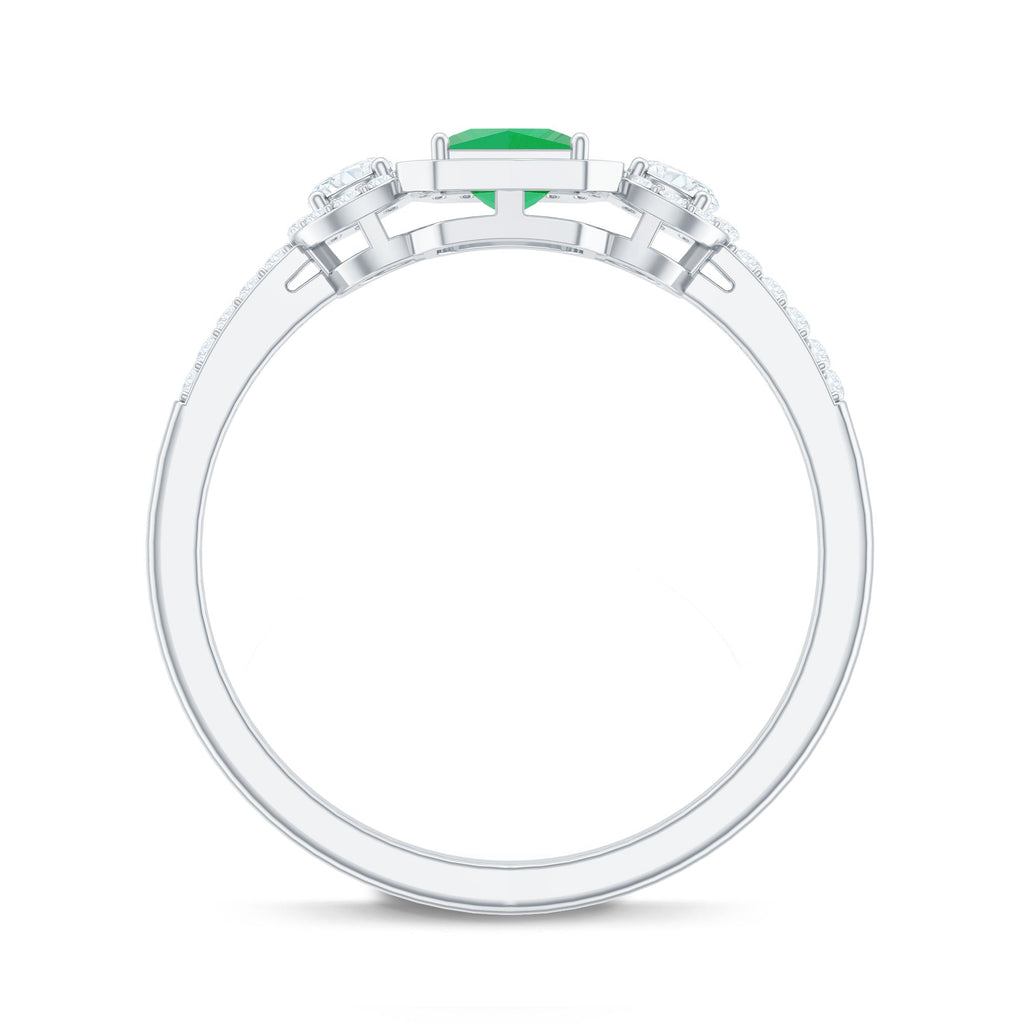 Princess Cut Emerald Classic Vintage Engagement Ring Diamond
