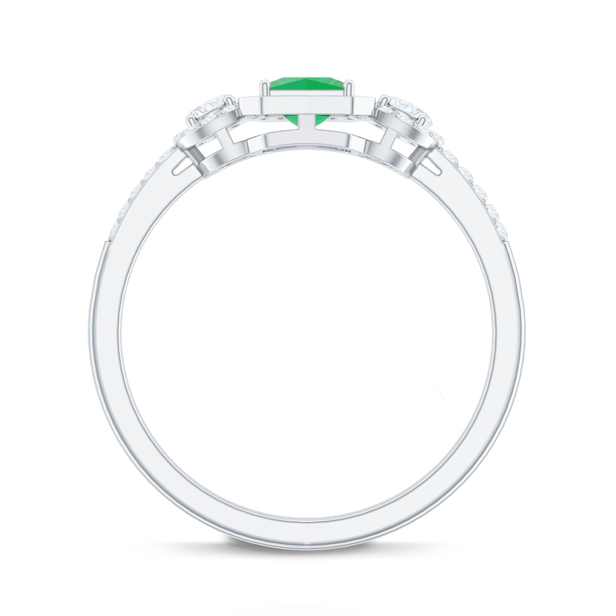 Princess Cut Emerald Classic Vintage Engagement Ring Diamond