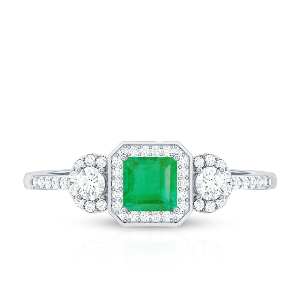 Princess Cut Emerald Classic Vintage Engagement Ring Diamond