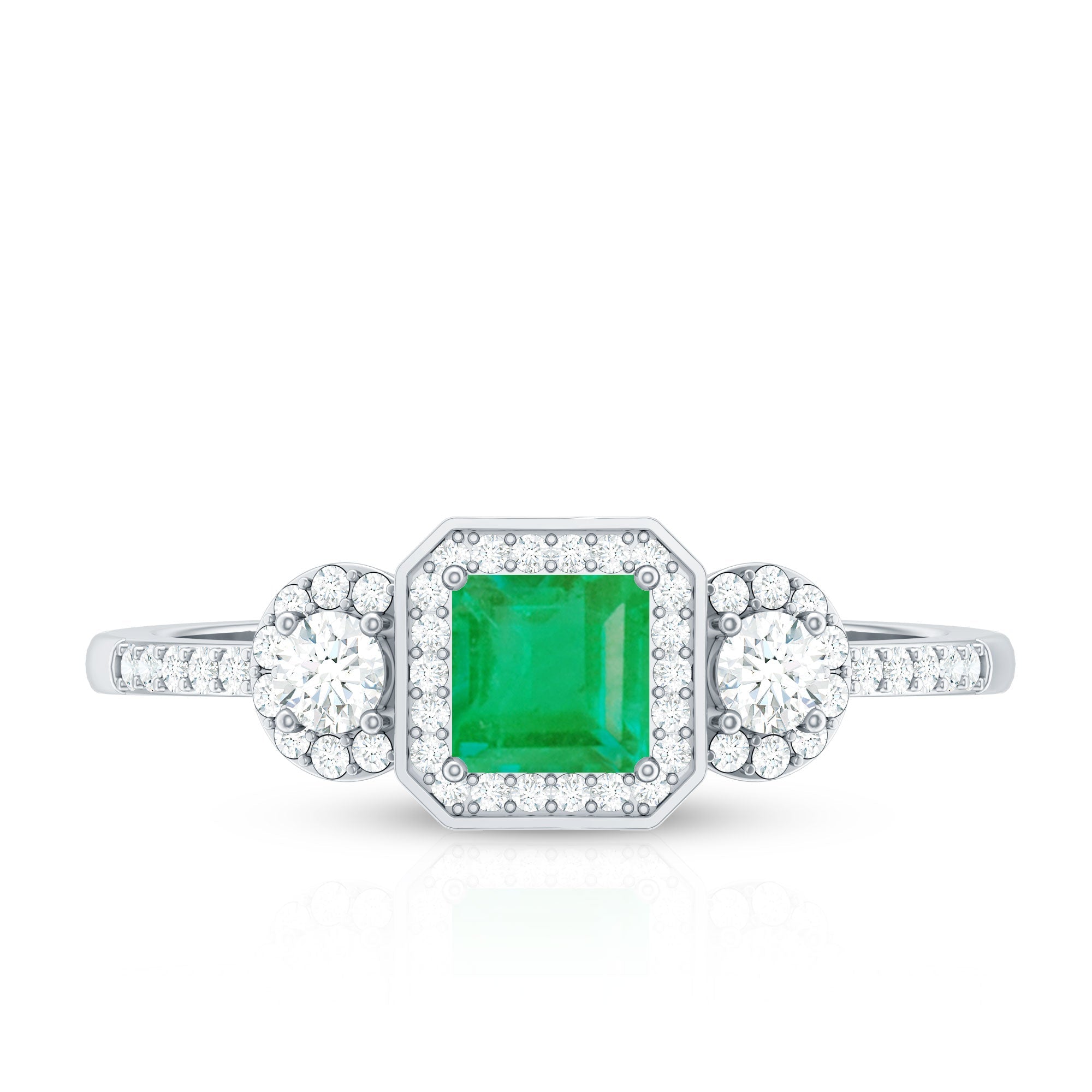 Princess Cut Emerald Classic Vintage Engagement Ring Diamond