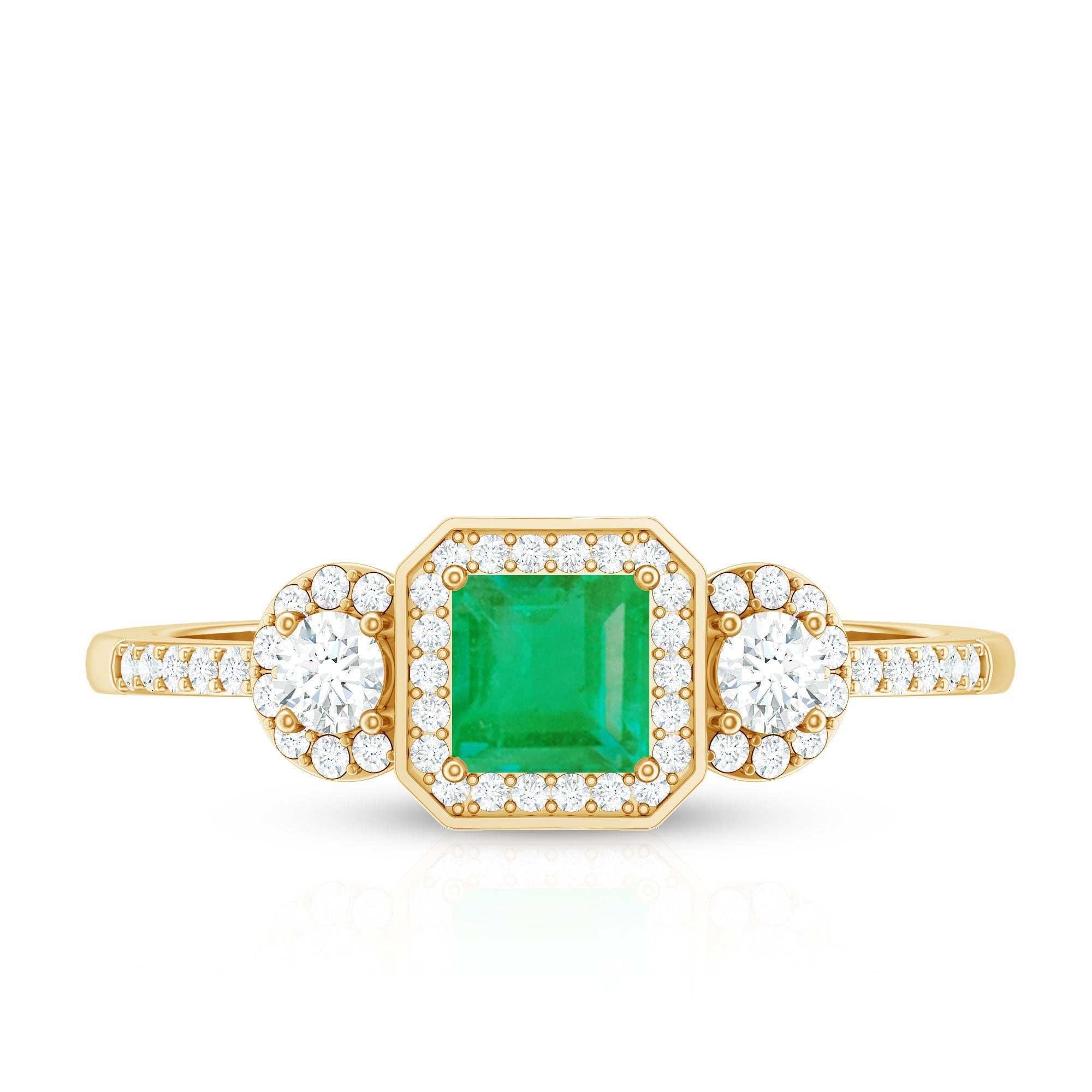 Princess Cut Emerald Classic Vintage Engagement Ring Diamond