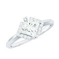 Princess Cut Certified Moissanite Halo Engagement Ring