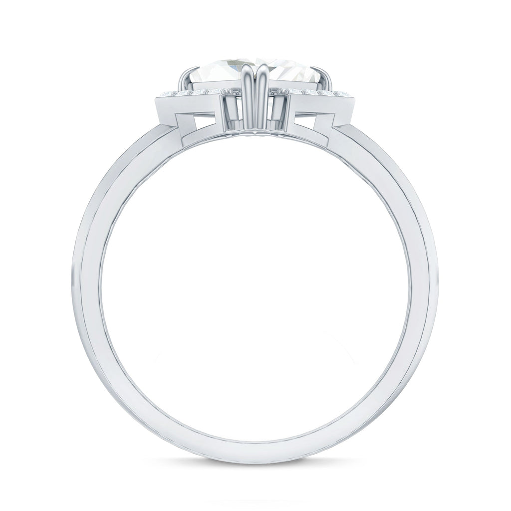 Princess Cut Certified Moissanite Halo Engagement Ring