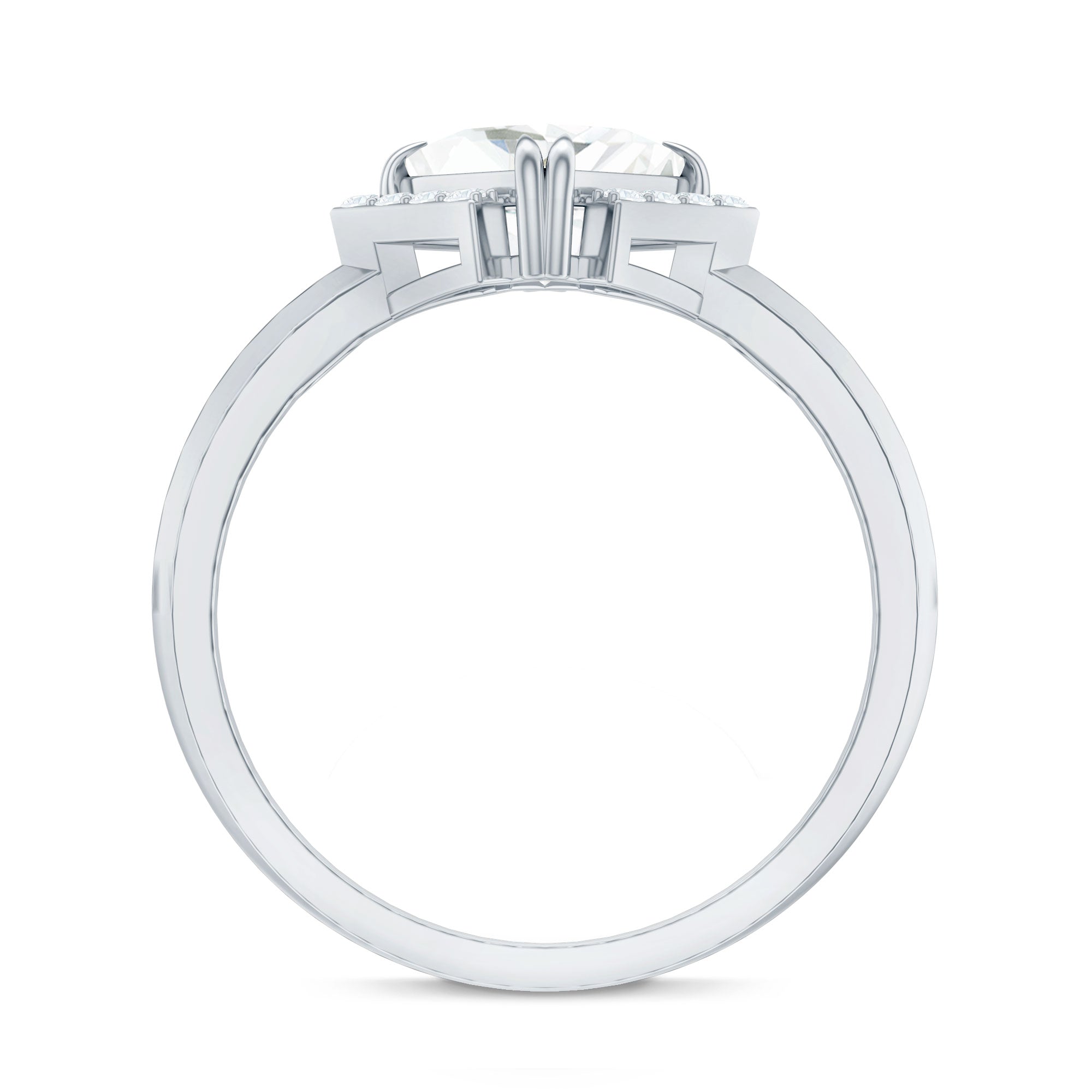 Princess Cut Certified Moissanite Halo Engagement Ring