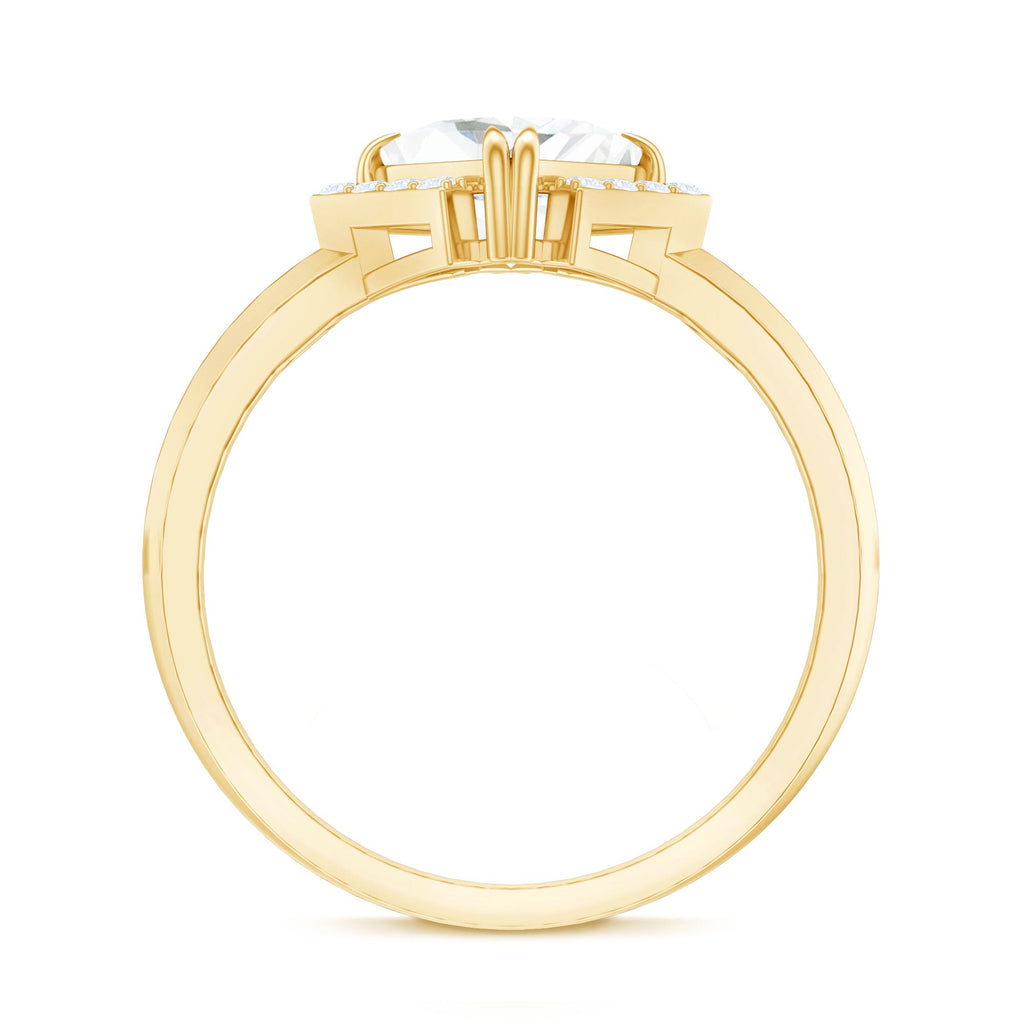 Princess Cut Certified Moissanite Halo Engagement Ring