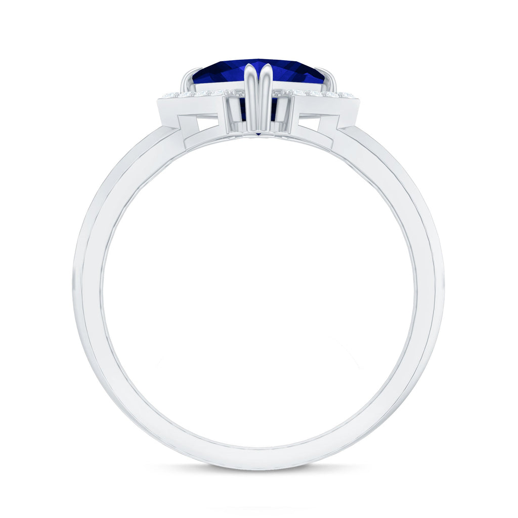 Certified 1.5 Carat Princess Cut Lab Grown Blue Sapphire Diamond Engagement Ring