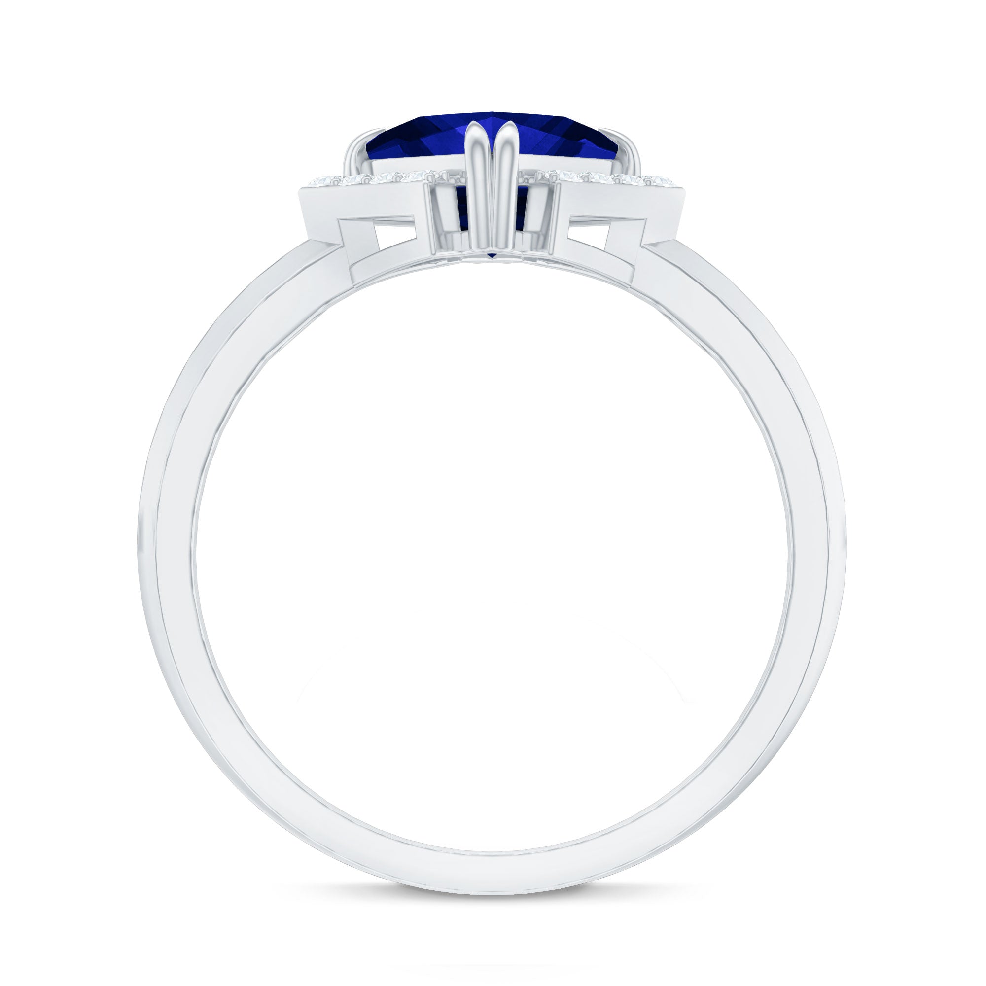 Certified 1.5 Carat Princess Cut Lab Grown Blue Sapphire Diamond Engagement Ring