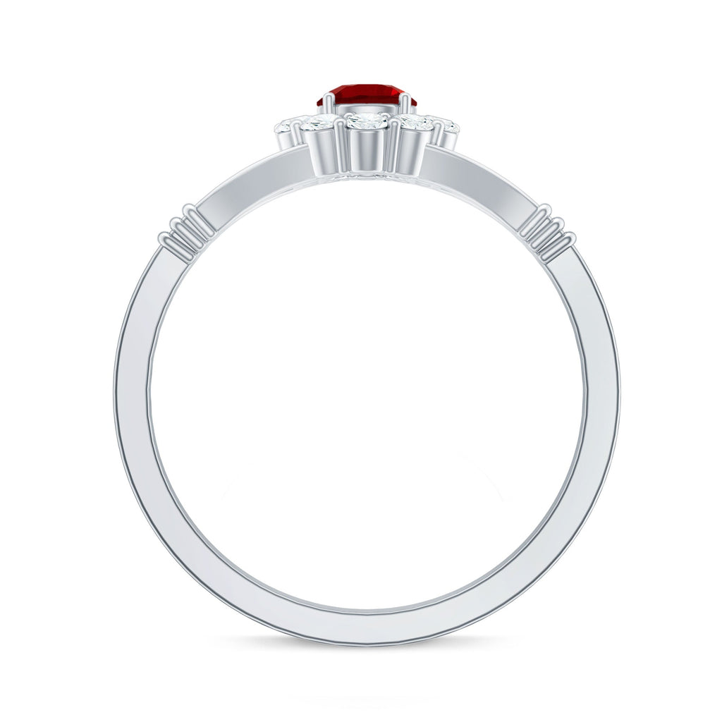 Lab Grown Ruby and Diamond Split Shank Engagement Ring