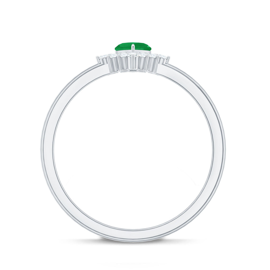 Heart Shape Emerald and Diamond Promise Ring