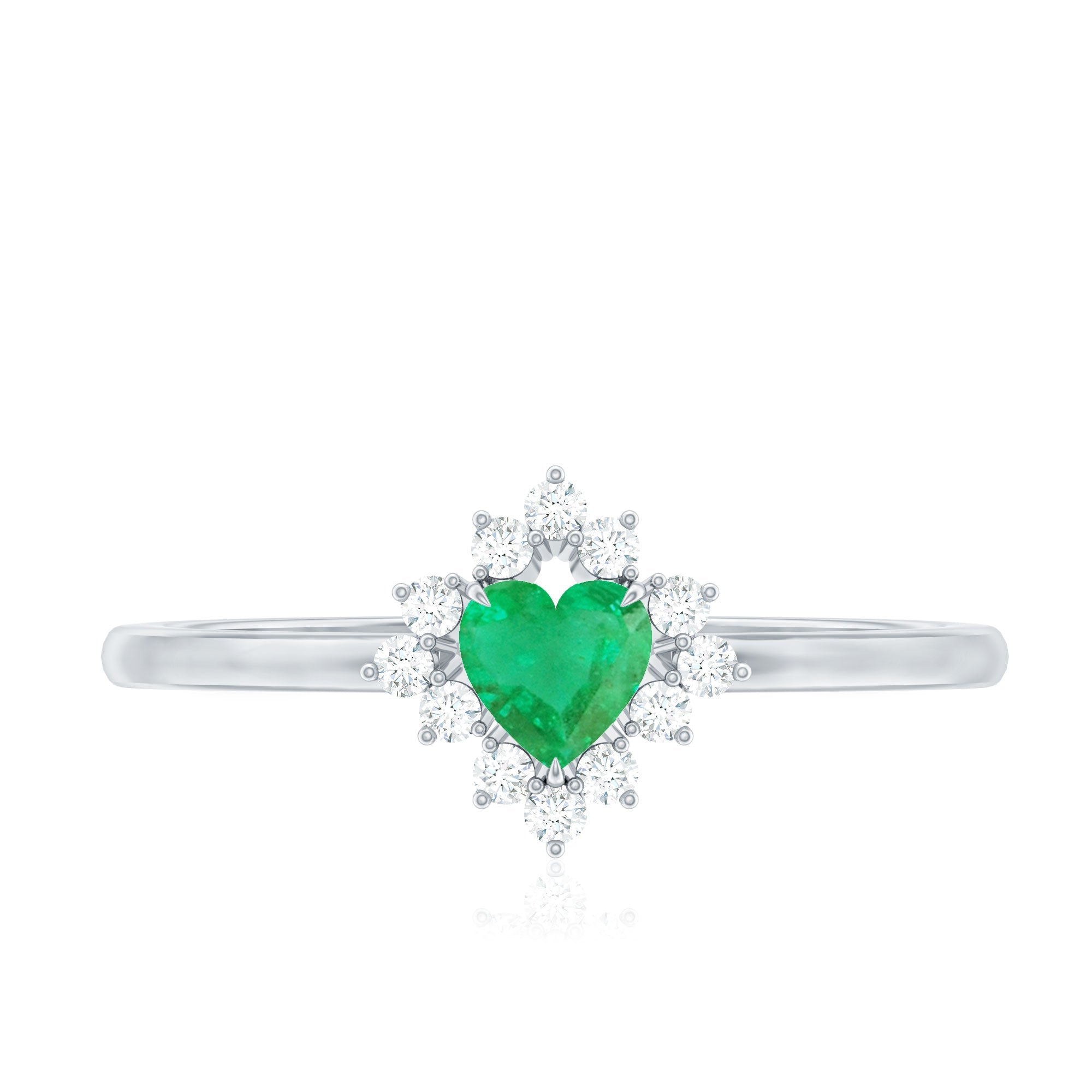 Heart Shape Emerald and Diamond Promise Ring