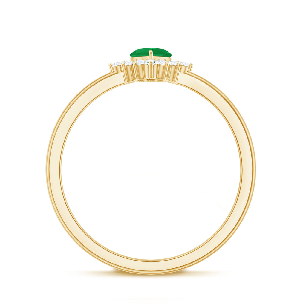 Heart Shape Emerald and Diamond Promise Ring