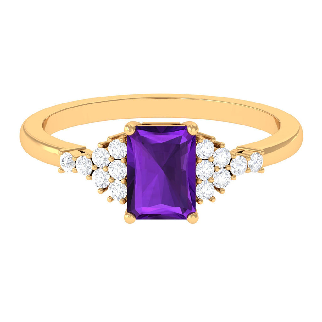 Natural 1.4 Carat Amethyst Emerald Cut Engagement Ring